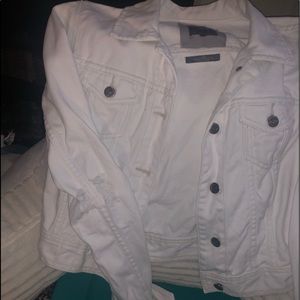 Abercrombie white distressed jean jacket